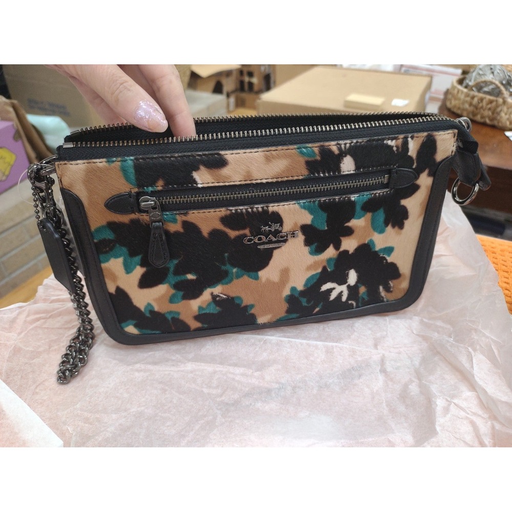 FREE SHIPPING! BNWT Nolita 24 Leaf Print Calf Hair & Leather-Dark Walnut Multi